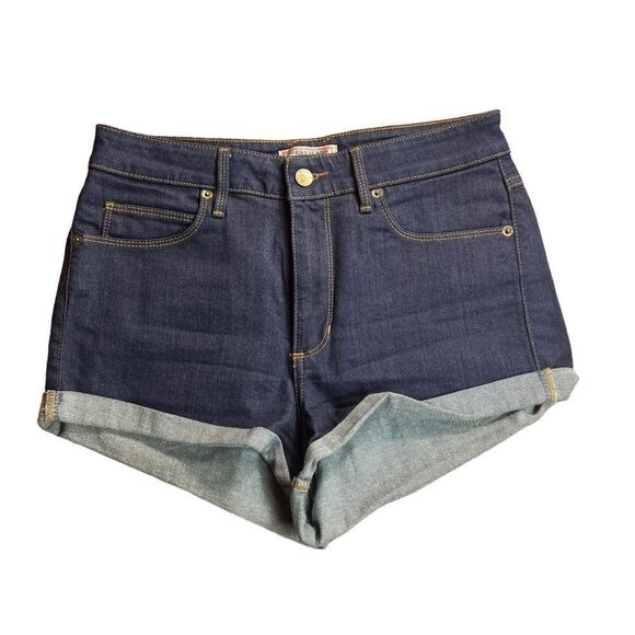 Vintage 1990s Guess Dark Wash Cuffed Denim Shorts - Picture 2 of 10